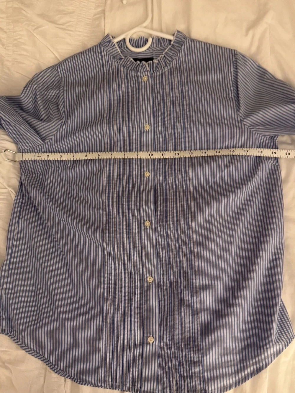 J. Crew Womens light Blue and White Tuxedo Pinstripe Button-Front Shirt Size S
